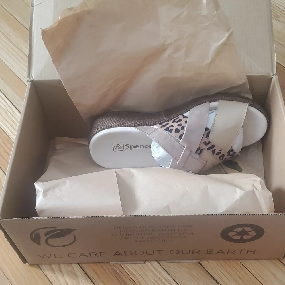 Women's Leopard and Tan Wedge Sandals - Picture 9 of 10